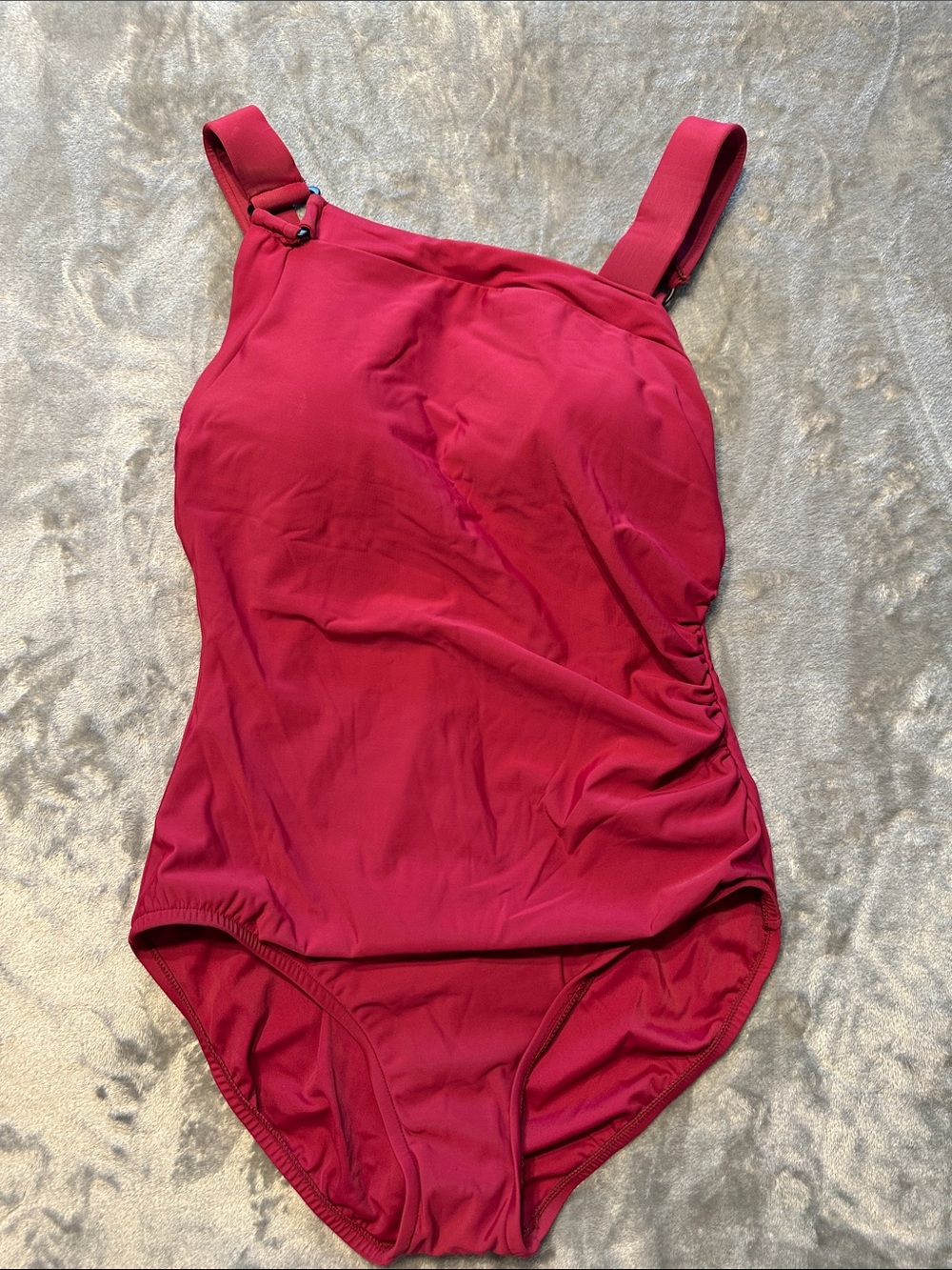 NWTS Aqua Green Deep Red/Maroon One-Piece Swimsuit Sz L - Picture 13 of 14